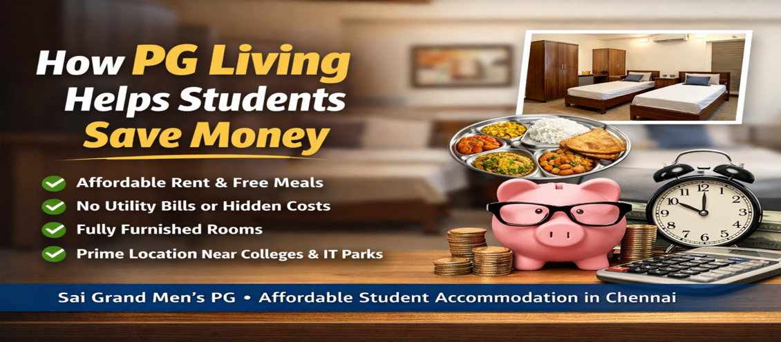 How PG Living Helps Students Save Money in Chennai | Sai Grand Men’s PG